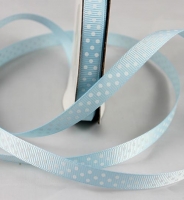 819779 grosgrain ribbon baby blue dotty white